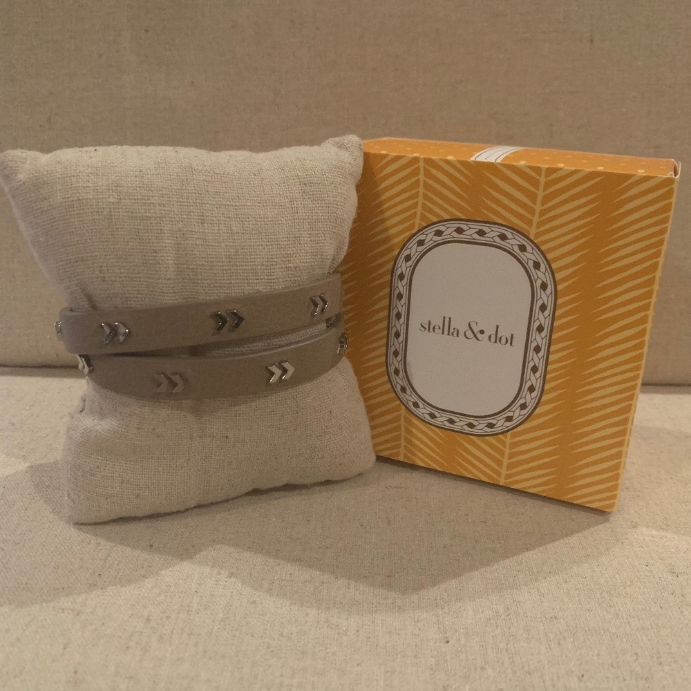 Stella & Dot Chevron Leather Wrap Bracelet